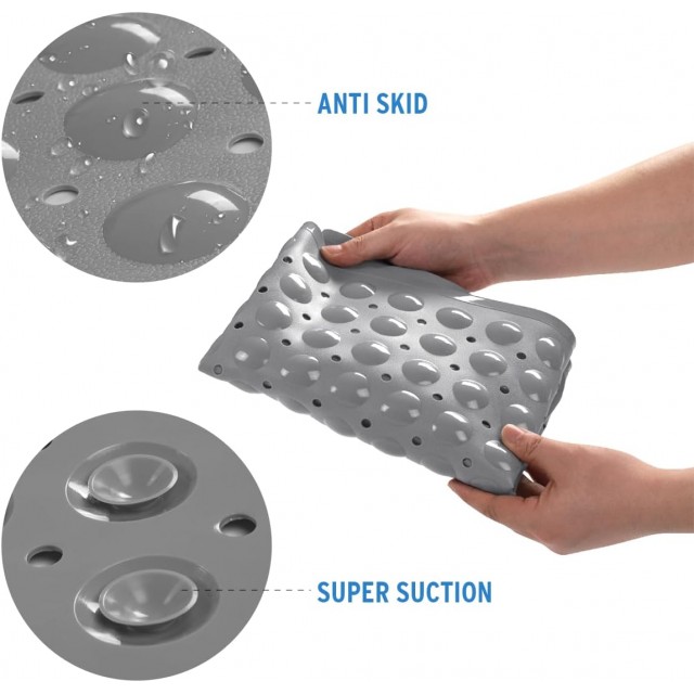 Bath Tub Mat,  Non-Slip Shower Mats with Suction Cups and Drain Holes, Bathroom Bathtub Mats Machine Washable 