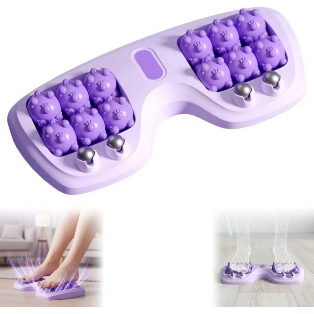 Portable Double Foot Massage Roller , Plantar Fasciitis Relief, Dual Foot Acupressure Therapy for Stress Relief and Improved Circulation, Reflexology Tool for Home & Office Use
