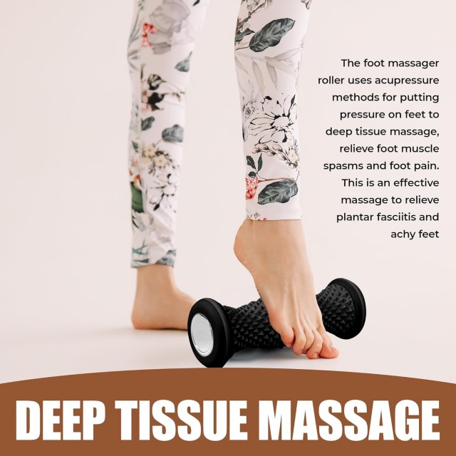 Foot Massager Roller - Portable Arch & Plantar Fasciitis Relief Tool - Deep Tissue Muscle Massage Roller for Feet, Heel Pain