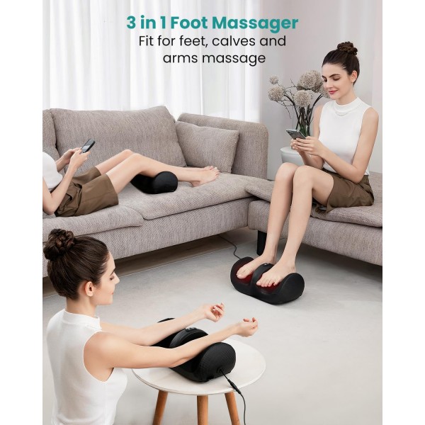 Foot Massager with Heat & Foot Roller, Shiatsu Calf Leg Massager for Circulation and Neuropathy Pain Relief for Feet Care Home Office Gadgets Relaxing Massage Tools Gifts for Women Men Mom Dad