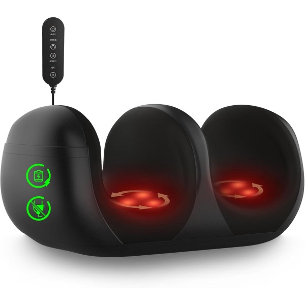 Foot Massager, Shiatsu Foot Massager with Heat, Rechargeable Calf Massager, Massage Calf, Deep Kneading Massage for Home and Office, Gifts for Women, Men, Dad, Mom