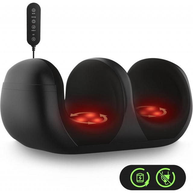 Foot Massager, Shiatsu Foot Massager with Heat, Rechargeable Calf Massager, Massage Calf, Deep Kneading Massage for Home and Office, Gifts for Women, Men, Dad, Mom