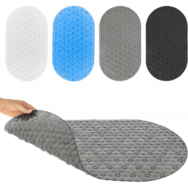 Oval Bathtub Mat - Nonslip Shower Floor Pad - Non-Slip and Non-Skid for Bath Tub with Strong Rubber Suction Cup Grip - for Baby, Elderly, Kids, Bathroom 