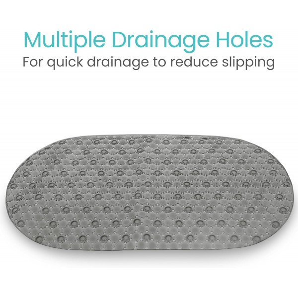 Oval Bathtub Mat - Nonslip Shower Floor Pad - Non-Slip and Non-Skid for Bath Tub with Strong Rubber Suction Cup Grip - for Baby, Elderly, Kids, Bathroom 