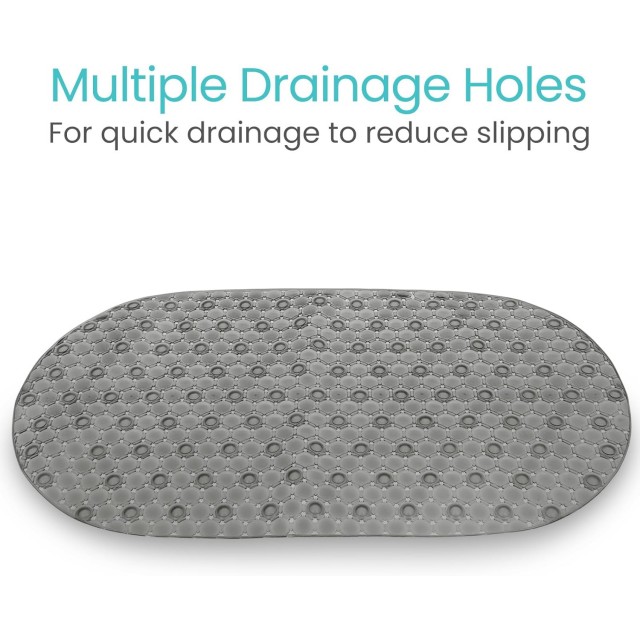 Oval Bathtub Mat - Nonslip Shower Floor Pad - Non-Slip and Non-Skid for Bath Tub with Strong Rubber Suction Cup Grip - for Baby, Elderly, Kids, Bathroom 