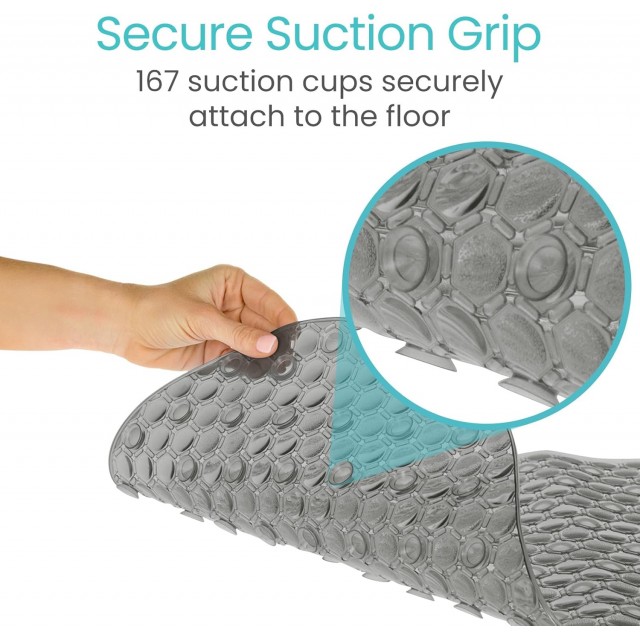 Oval Bathtub Mat - Nonslip Shower Floor Pad - Non-Slip and Non-Skid for Bath Tub with Strong Rubber Suction Cup Grip - for Baby, Elderly, Kids, Bathroom 