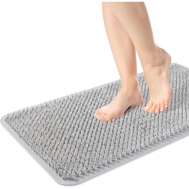 Shower Foot Scrubber Mat, Anti-Slip Bath Mat with Scrub Bristles, Soft Shower Foot Massager with Strong Suction Cups for Soothe Achy Feet